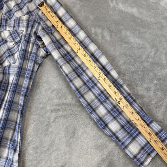 Wrangler Men's Large Pearl Snap Bush Popper Yellowstone Sawtooth Long Sleeve - Picture 5 of 6